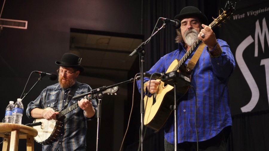 Tim O'Brien (left) and Darrell Scott perform live on Mountain Stage.