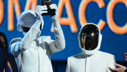 Daft Punk won the Grammy for Album of the Year for Random Access Memories and for Record of the Year for "Get Lucky."