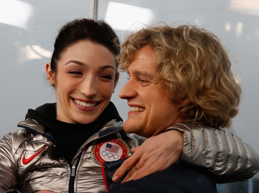 Ice dancing champions Meryl Davis and Charlie White visit the set of the NBC TODAY Show in Sochi on February 18, 2014.