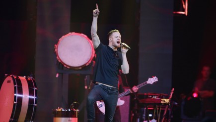 Dan Reynolds of Imagine Dragons performs onstage at the Amnesty International Concert presented by the CBGB Festival at Barclays Center on February 5, 2014 in New York City.