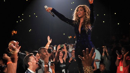Beyoncé on stage during "The Mrs. Carter Show World Tour" at the Barclays Center on August 3, 2013 in New York, New York.