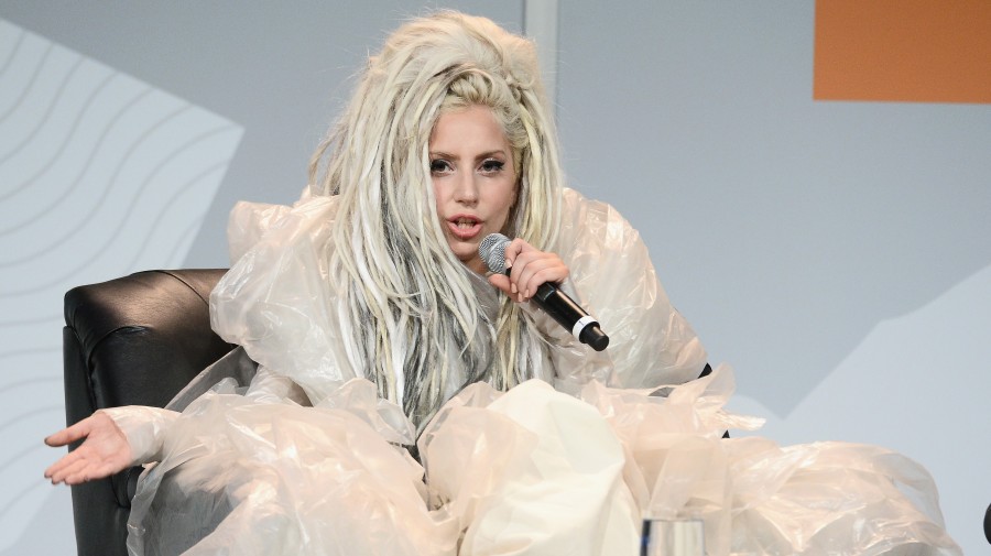 Lady Gaga donned luxurious plastic bags for her SXSW Keynote on Friday.