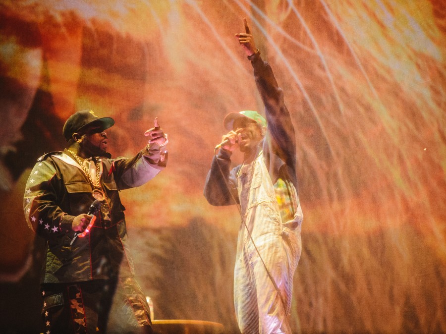Big Boi (left) and Andre 3000 perform on stage at Coachella during the first stop on OutKast's reunion tour.
