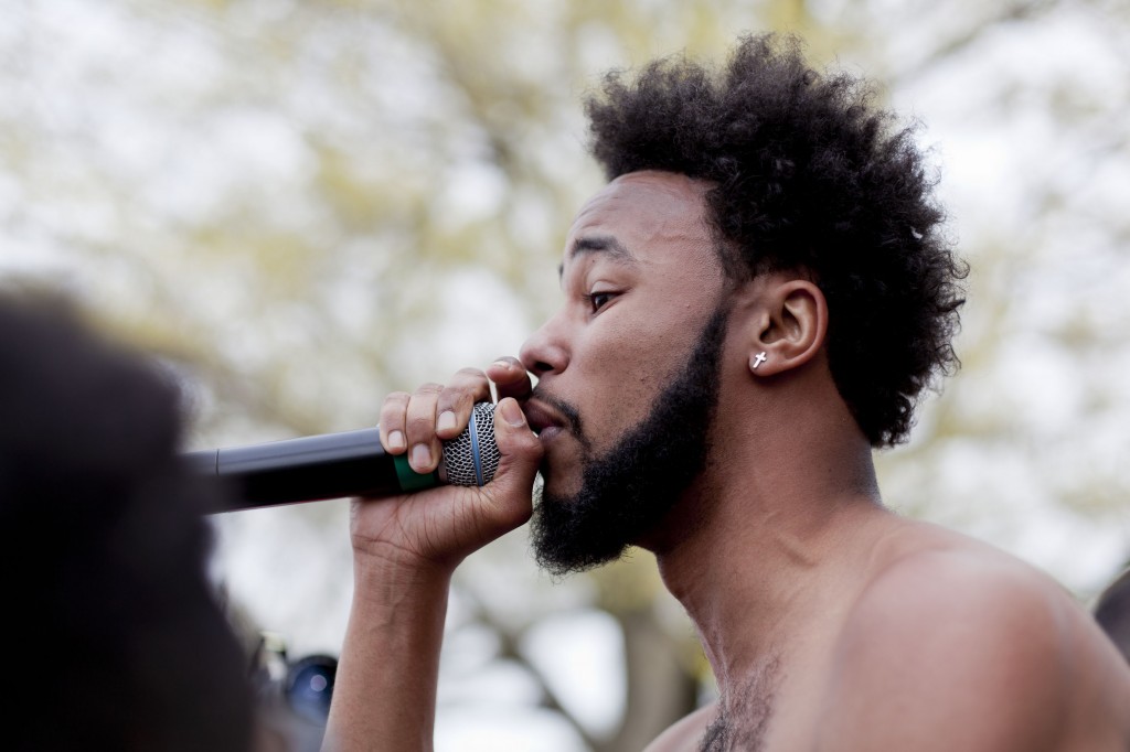 DC-based hip-hop artist Chaz French on stage at Broccoli City Festival, Saturday April 19, 2014.