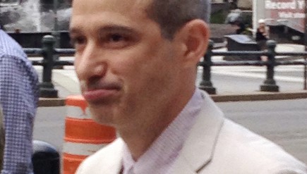 Beastie Boys rapper Adam "Ad-Rock" Horovitz leaves federal court in Manhattan after testifying at the band's copyright trial.