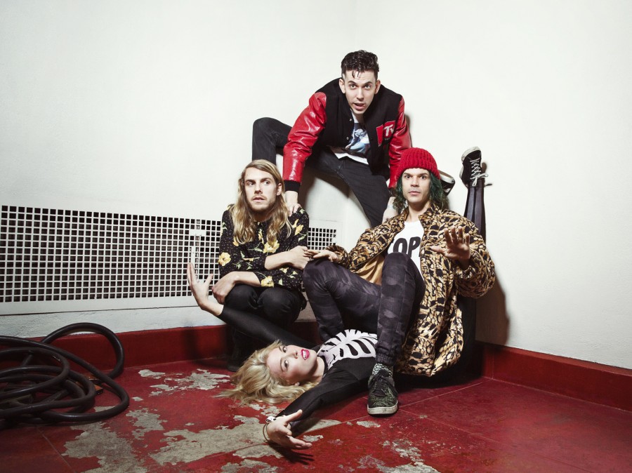 Grouplove is (clockwise from left) Andrew Wessen, Ryan Rabin, Christian Zucconi and Hannah Hooper.