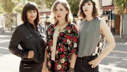 Sleater-Kinney's new album, its first since 2005, is No Cities to Love. Left to right: drummer Janet Weiss, singer-guitarist Corin Tucker, singer-guitarist Carrie Brownstein.