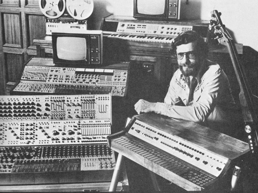 Don Buchla with his synthesizers in the 1960s.