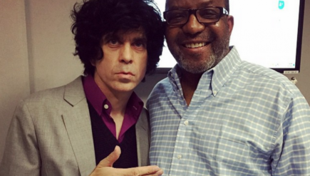 Your support helps pay for top-notch programming at WAMU — like the Kojo Nnamdi Show, which hosted D.C. music icon Ian Svenonius (left) in 2015. At right, host Kojo Nnamdi.